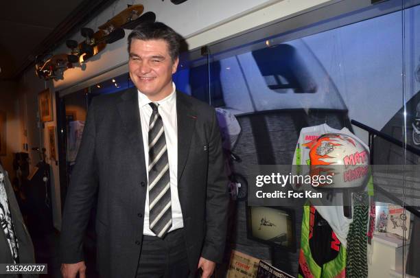 Minister David Douillet attends the 'Beton Hurlant' - Histoire des Sports de Glisse Exhibition at Musee National du Sport on December 07, 2011 in...