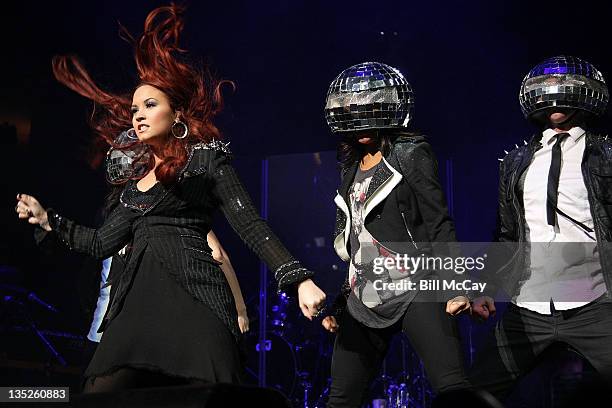 Demi Lovato performs at Q102's Jingle Ball at Wells Fargo Center December 7, 2011 in Philadelphia, Pennsylvania.