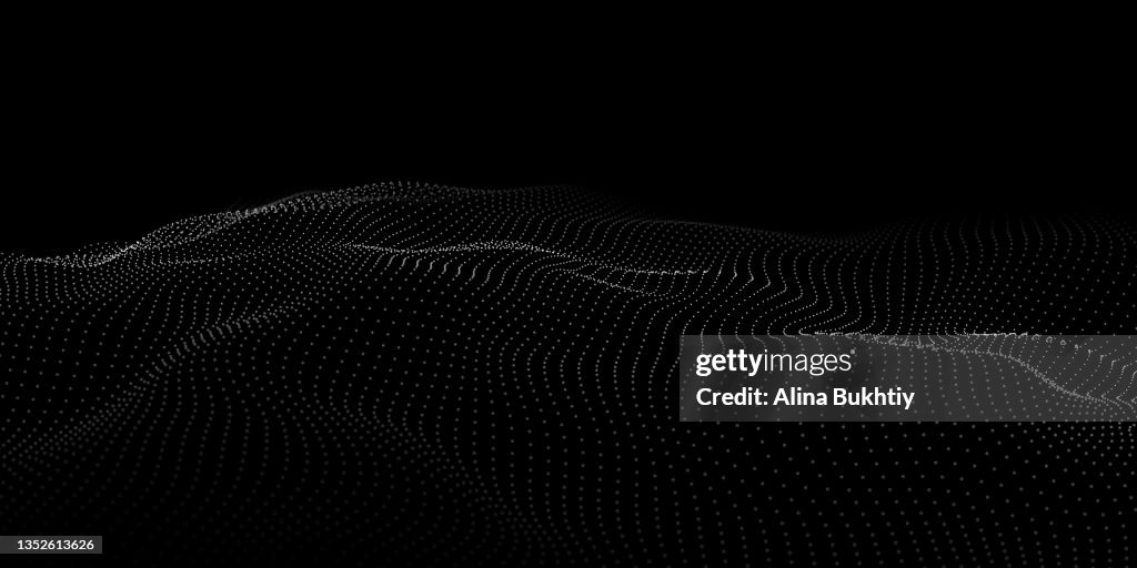 Vector Data Wave Wave 3d Abstract Wave Dots In Dark Background Big Data Technology ...
