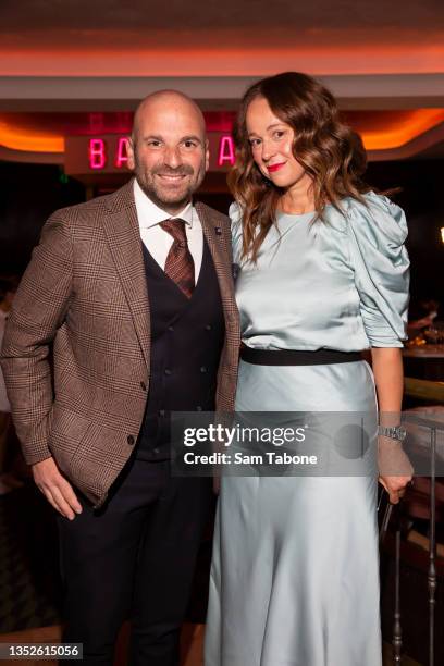 George and Natalie Calombaris at the launch of Bar Bambi on November 11, 2021 in Melbourne, Australia.