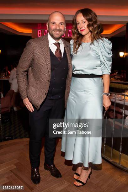 George and Natalie Calombaris at the launch of Bar Bambi on November 11, 2021 in Melbourne, Australia.