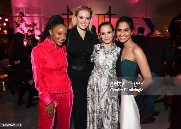 Alyah Chanelle Scott, Renee Rapp, Pauline Chalamet and Amrit Kaur attend the Los Angeles Premiere Of The New HBO Max Comedy Series "The Sex Lives Of...
