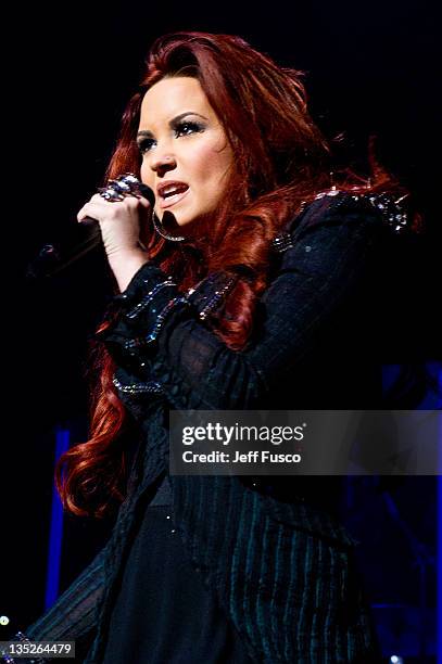 Demi Lovato performs at the Q102 Jingle Ball 2011 at the Wells Fargo Center on December 7, 2011 in Philadelphia, Pennsylvania.