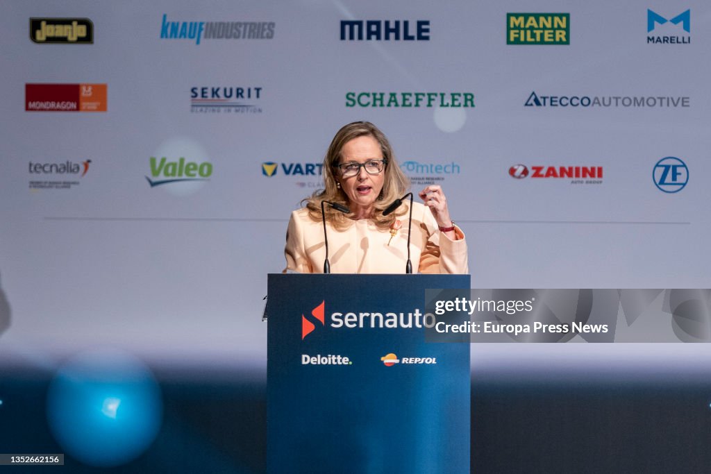 Nadia Calviño And Reyes Maroto Participate In The VIII Sernauto Meeting At Ifema In Madrid