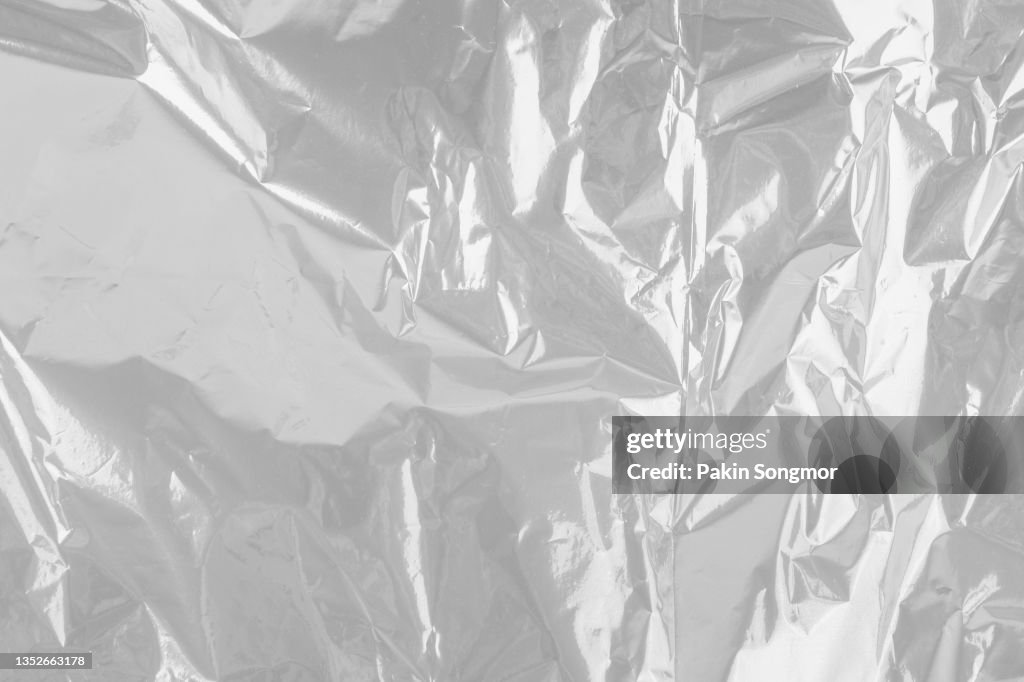 Close up silver plastic foil background, Abstract background of silver color from paper.