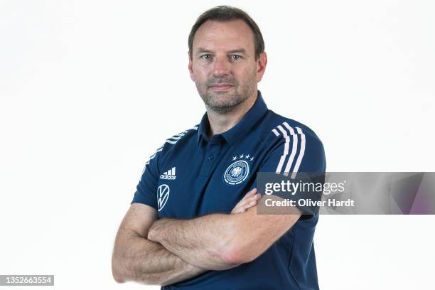 Jens Nowotny of Germany pose during U18 Germany Team Presentation on November 09, 2021 in Bremen, Germany.