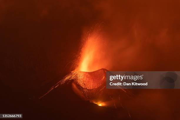 The Cumbre Vieja volcano continues to erupt on November 11, 2021 in La Palma, Spain. The volcano has been erupting since September 19, 2021 after...