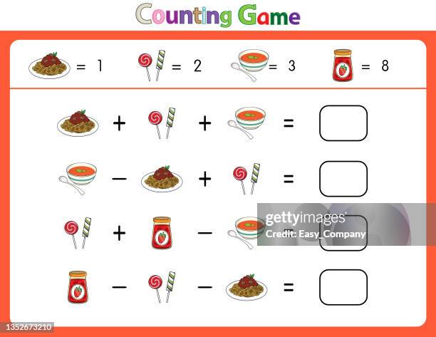 educational illustrations by matching words for young children. learn words to match pictures. as shown in the food category - pumpkin cream soup stock illustrations