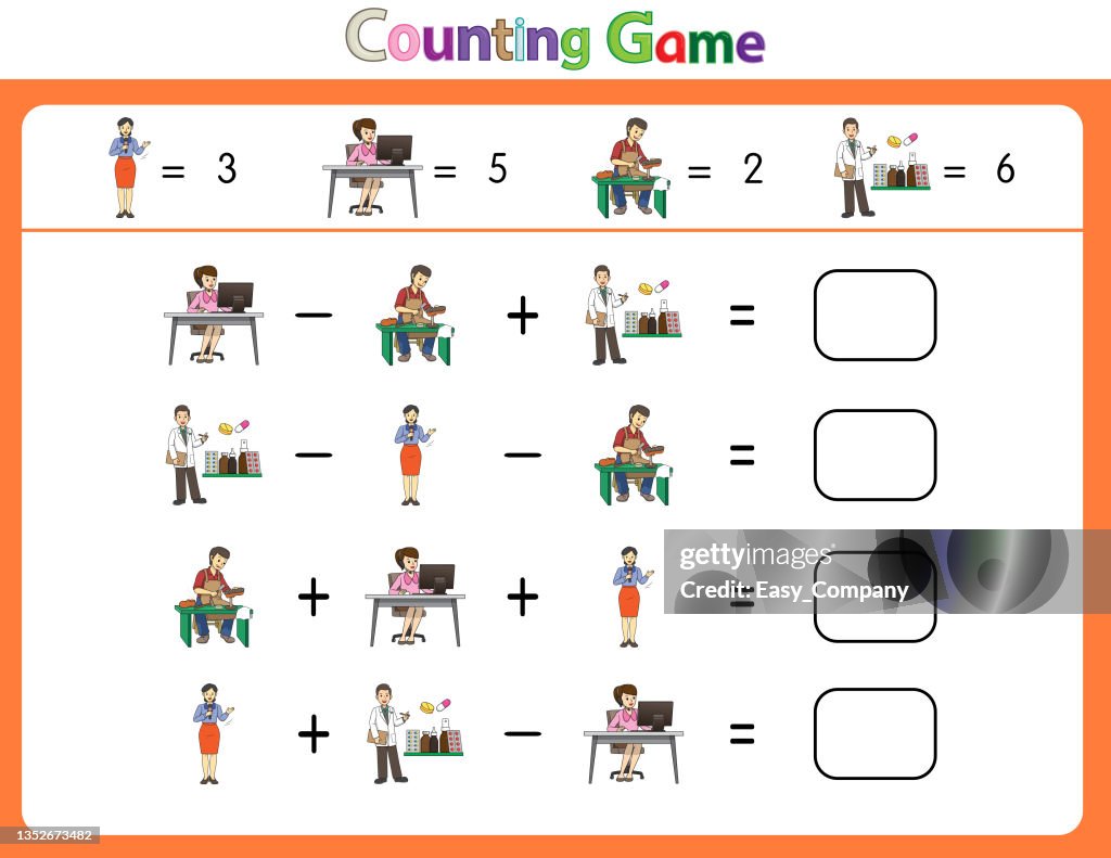 Educational illustrations by matching words for young children. Learn words to match pictures. as shown in the Job category