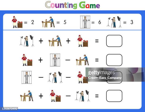educational illustrations by matching words for young children. learn words to match pictures. as shown in the job category - hammer logo stock illustrations