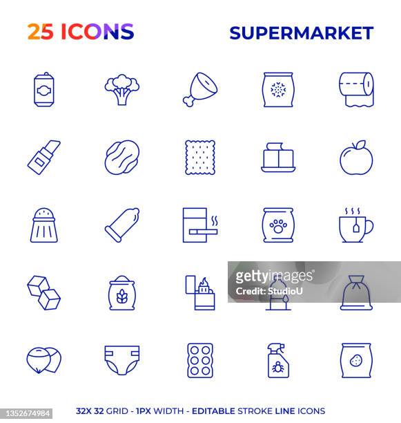 supermarket editable stroke line icon series - condom stock illustrations