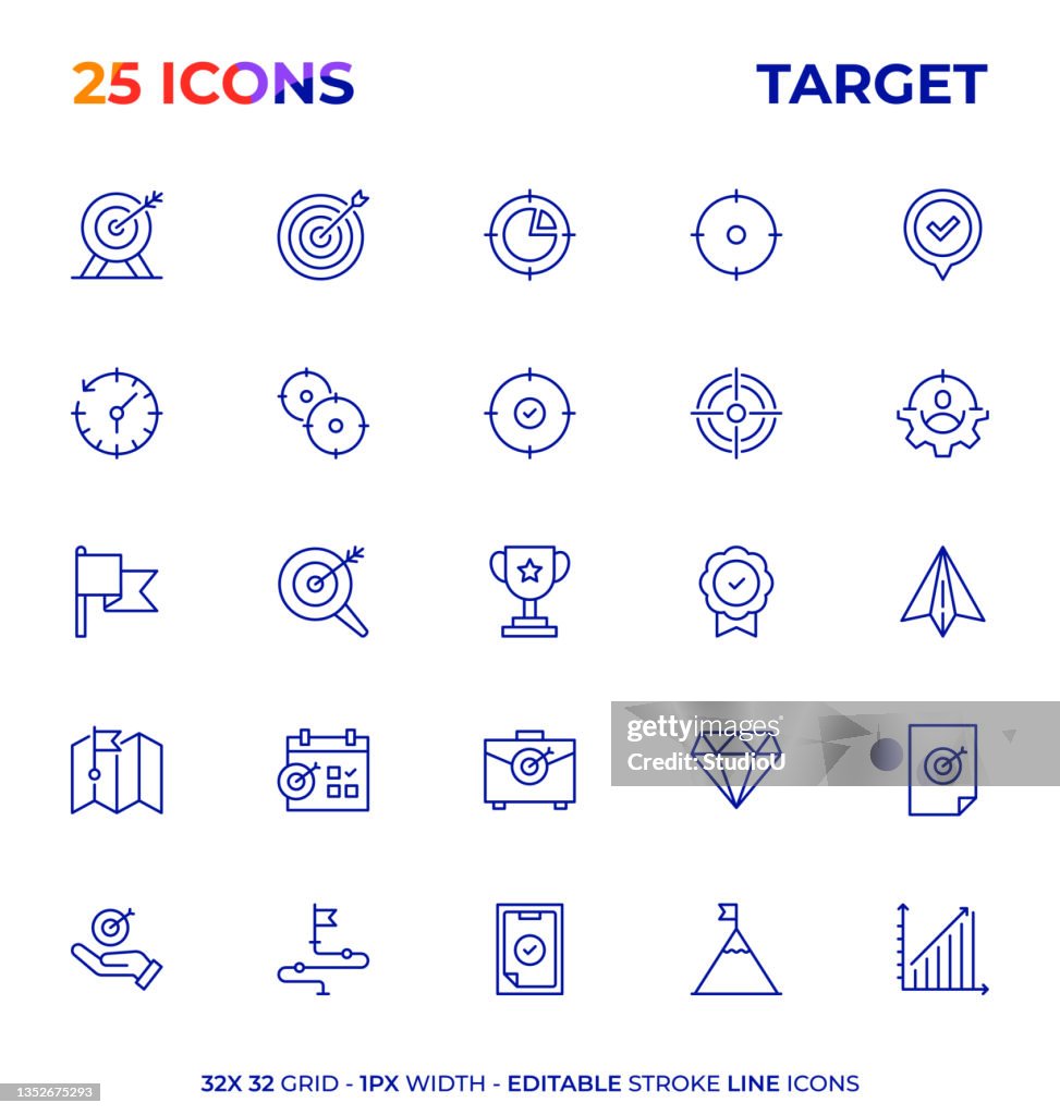Target Editable Stroke Line Icon Series