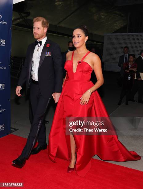 Prince Harry, Duke of Sussex, and Meghan, Duchess of Sussex attend on November 10, 2021 in New York City.