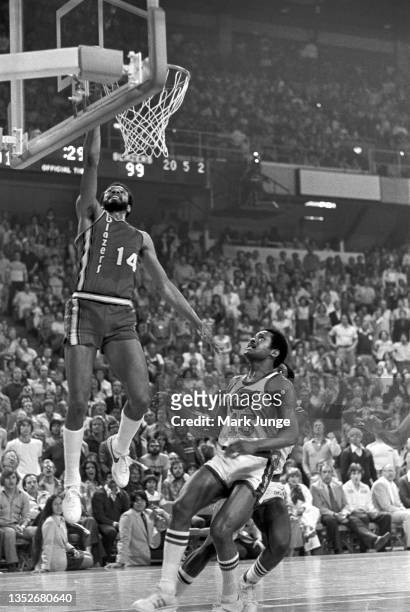 Portland Trail Blazers point guard Lionel Hollins makes a layup during an NBA playoff game between the Denver Nuggets and the Portland Trail Blazers...