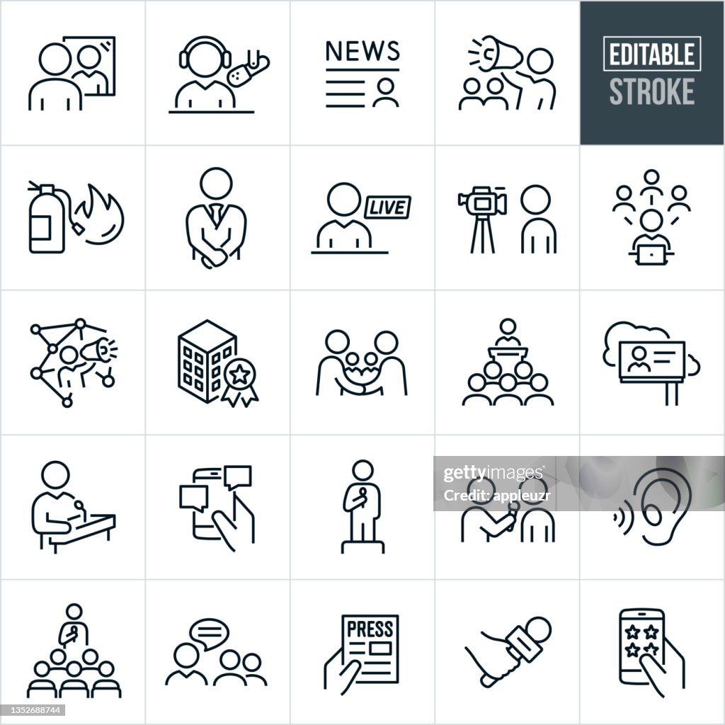 Public Relations Thin Line Icons - Editable Stroke
