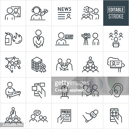 Public Relations Thin Line Icons - Editable Stroke Public Relations Thin Line Icons - Editable Stroke