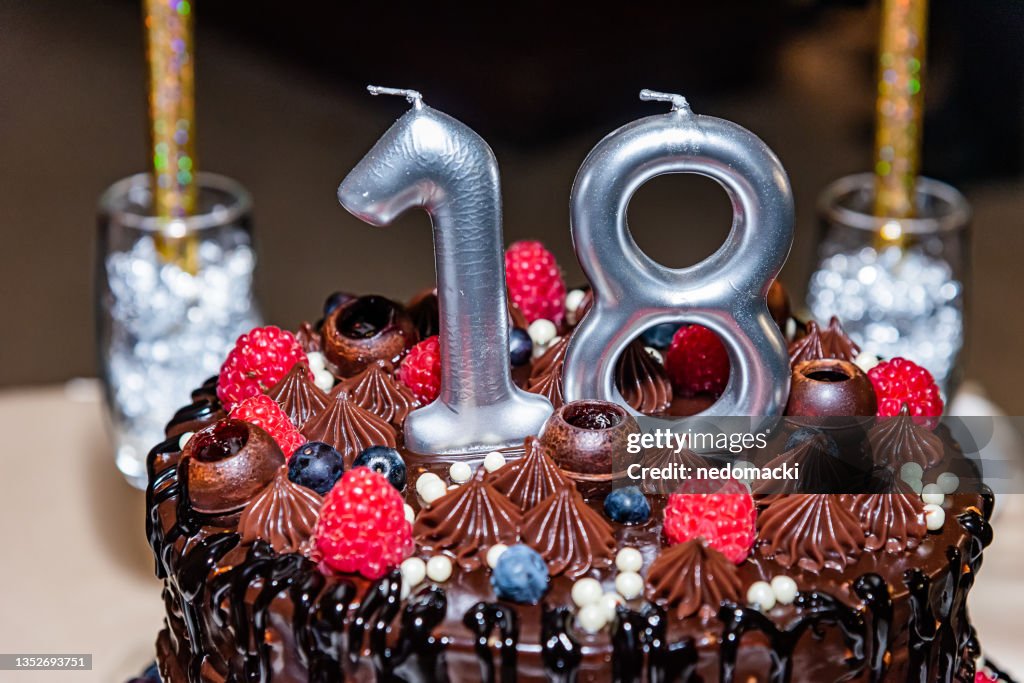 18th Birthday Cake with fruit and Chocolate