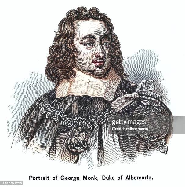 portrait of george monck (monk), 1st duke of albemarle, (6 december 1608 – 3 january 1670) english soldier and politician - george monck 1st duke of albemarle fotografías e imágenes de stock