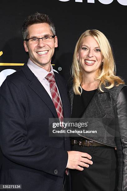 Personality John Henson and wife actress Jill Benjamin arrive at the "Method to the Madness of Jerry Lewis" premiere at Paramount Theater on the...