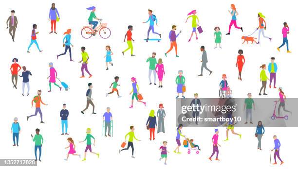 ilustrações de stock, clip art, desenhos animados e ícones de diverse group of people - family cycling