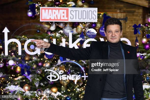 Jeremy Renner attends the UK Fan Screening of "Hawkeye" at Curzon Hoxton on November 11, 2021 in London, England.