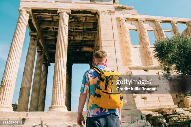 young man traveling - athens stock pictures, royalty-free photos & images