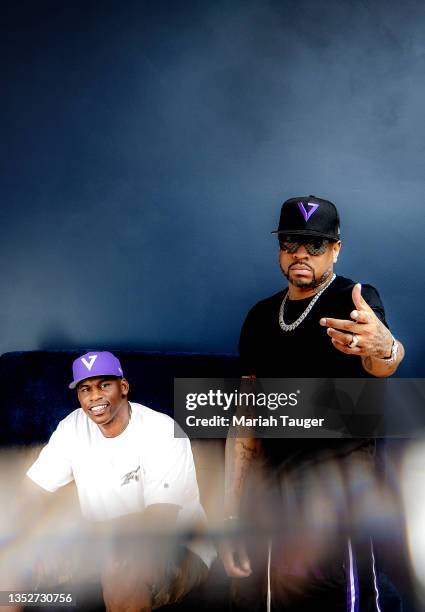 Former basketball players Al Harrington and Allen Iverson are photographed for Los Angeles Times on October 1, 2021 in Los Angeles, California....