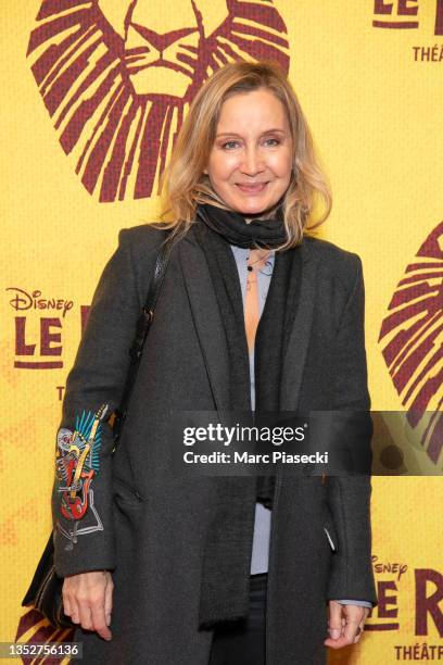 Actress Catherine Marchal attends the musical comedy "Le Roi Lion - Lion King" red carpet at Theatre Mogador on November 11, 2021 in Paris, France.