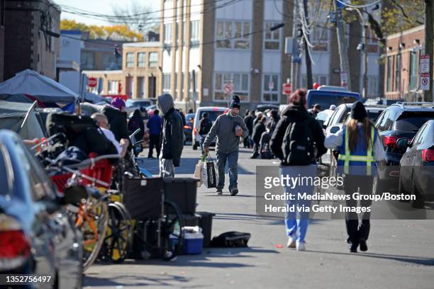 November 5: The homeless encampment in the area of Southampton st and Atkinson St. On November 5, 2021 in , BOSTON, MA.