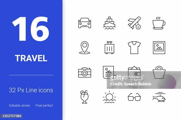 travel editable stroke line icons - villa stock illustrations