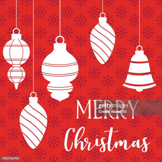 red christmas ornaments holiday background - white beads background stock illustrations