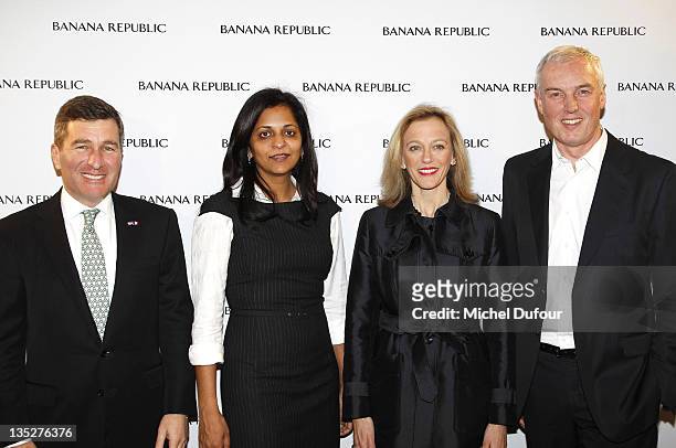 Charles Rivkin, Sonia Syngal, Suzan Tolson and Stephen Sunnucks attend the Banana Republic Champs-Elysees Flagship Opening on December 7, 2011 in...