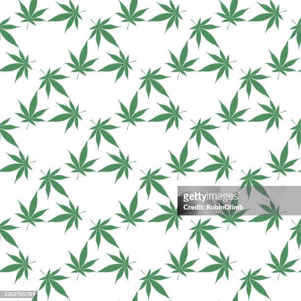 ilustrações de stock, clip art, desenhos animados e ícones de green marijuana leaves seamless pattern - marijuana leaf text symbol