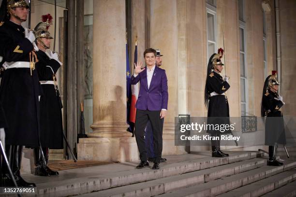 Serbia's Prime Minister Ana Brnabic arrives at the Élysée Palace for the inaugural dinner of the Paris Peach Forum as World Leaders and dignitaries...