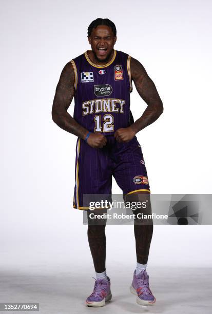 Jarell Martin of the Kings poses during the Sydney Kings NBL headshots session at NEP Studios on November 11, 2021 in Melbourne, Australia.