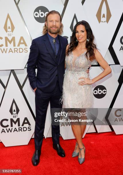 Dierks Bentley and wife Cassidy Black attend the 55th annual Country Music Association awards at the Bridgestone Arena on November 10, 2021 in...