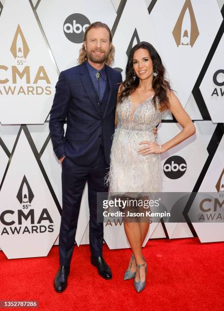 Dierks Bentley and Cassidy Black attend the 55th annual Country Music Association awards at the Bridgestone Arena on November 10, 2021 in Nashville,...