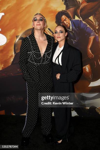 Mason Alexander Park and Alice Kremelberg attend the premiere of Netflix's "Cowboy Bebop" at Goya Studios on November 11, 2021 in Los Angeles,...