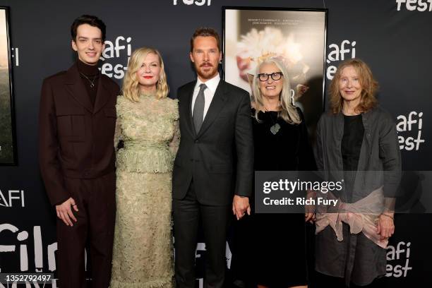 Kodi Smit-McPhee, Kirsten Dunst, Benedict Cumberbatch, Jane Campion, and Frances Conroy attend the official screening of Netflix's "The Power Of The...