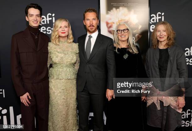 Kodi Smit-McPhee, Kirsten Dunst, Benedict Cumberbatch, Jane Campion, and Frances Conroy attend the official screening of Netflix's "The Power Of The...
