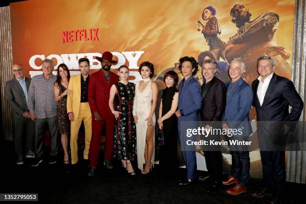 Netflix VP of Scripted Series Peter Friedlander, Marty Adelstein, Becky Clements, Alex Hassell, Mustafa Shakir, Elena Satine, Daniella Pineda, Yoko...