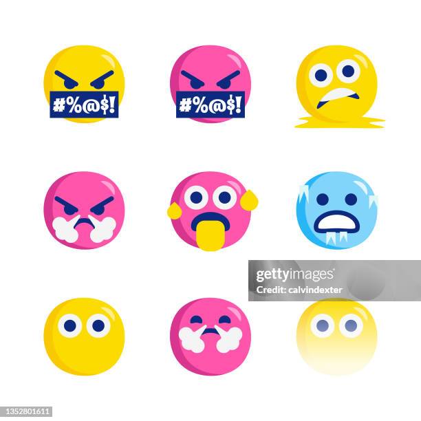 emoticons collection - freeze tag stock illustrations
