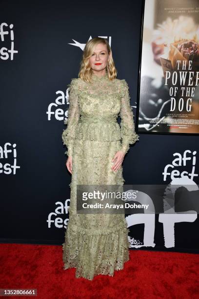 Kirsten Dunst attends the official screening of Netflix's "The Power of the Dog" during the 2021 AFI Fest at TCL Chinese Theatre on November 11, 2021...