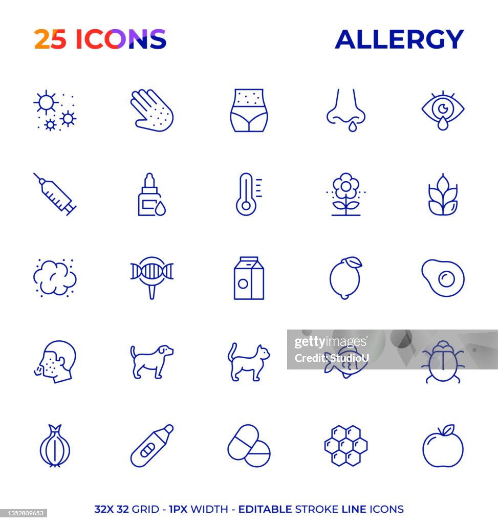 Allergy Editable Stroke Line Icon Series