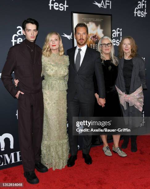 Kodi Smit-McPhee, Kirsten Dunst, Benedict Cumberbatch, Jane Campion, and Frances Conroy attend the 2021 AFI Fest - Official Screening of Netflix's...