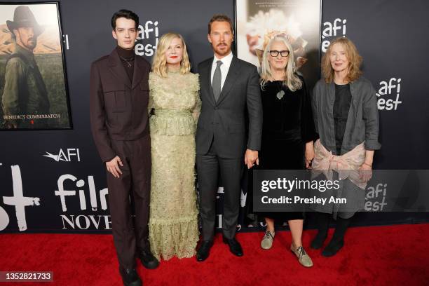 Kodi Smit-McPhee, Kirsten Dunst, Benedict Cumberbatch, Jane Campion and Frances Conroy attend the Power Of The Dog Red Carpet and Reception at TCL...