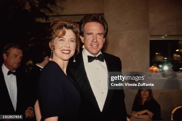 American actress Annette Bening and her husband, American actor Warren Beatty, attend the 44th Annual Directors Guild of America Awards after party,...