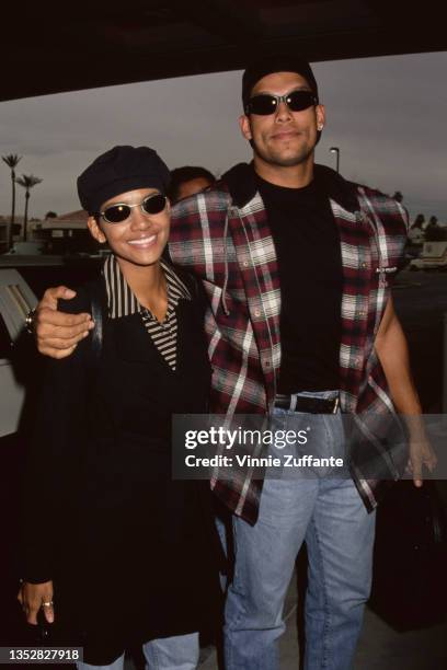 American actress Halle Berry and her husband, American professional baseball player David Justice attend the Grand Opening of the Hard Rock Hotel,...