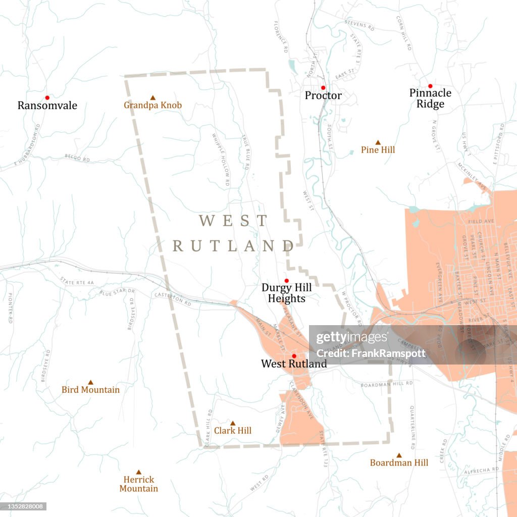 Vt Rutland West Rutland Vector Road Map High-Res Vector Graphic - Getty ...