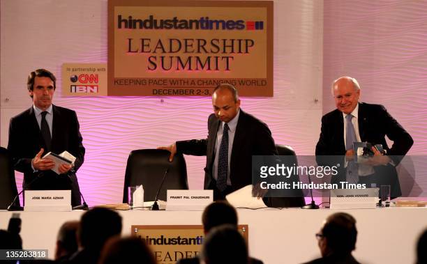 Jose Maria Aznar, former Prime minister of Spain, Pramit Pal Chaudhuri and Hon. John Howard former prime minister of Australia during the second day...